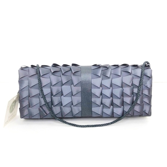 Jessica McClintock gray evening clutch satin purse - Picture 1 of 13